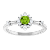 Platinum Oval Natural Peridot Halo-Style Ring - view 8