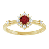 14K Gold Oval Natural Mozambique Garnet Halo-Style Ring - Yellow Gold - view 8