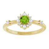 14K Gold Oval Natural Peridot Halo-Style Ring - Yellow Gold - view 8