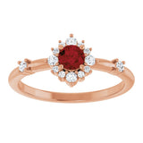 14K Gold Oval Natural Mozambique Garnet Halo-Style Ring - Rose Gold - view 8
