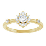 14K Gold Oval Natural White Sapphire Halo-Style Ring - Yellow Gold - view 8