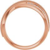 14K Gold Round Natural Diamond Criss-Cross Ring V - Rose Gold - view 7