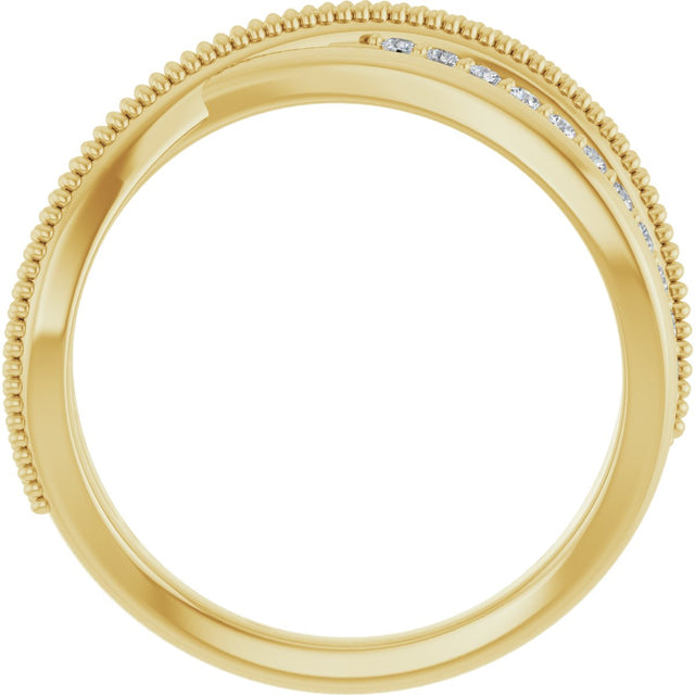 14K Gold Round Lab-Grown Diamond Criss-Cross Ring – 1.3mm Stones - Yellow Gold - view 7