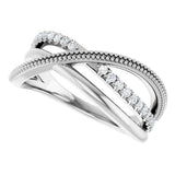 Platinum Round Natural Diamond Criss-Cross Ring V - view 10