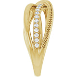 14K Gold Round Natural Diamond Criss-Cross Ring V - Yellow Gold - view 9