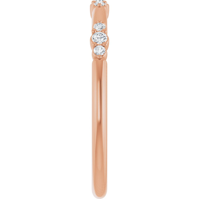 14K Gold Round Natural Diamond Stackable Ring III - Rose Gold - view 9