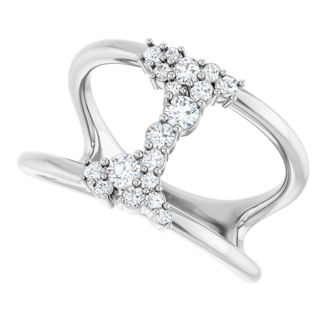 14K Gold Round Lab-Grown Diamond Negative Space Ring - White Gold - view 10