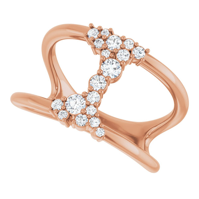 14K Gold Round Lab-Grown Diamond Negative Space Ring - Rose Gold - view 10