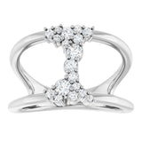 14K Gold Round Natural Diamond Negative Space Ring III - White Gold - view 8