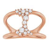 14K Gold Round Natural Diamond Negative Space Ring III - Rose Gold - view 8