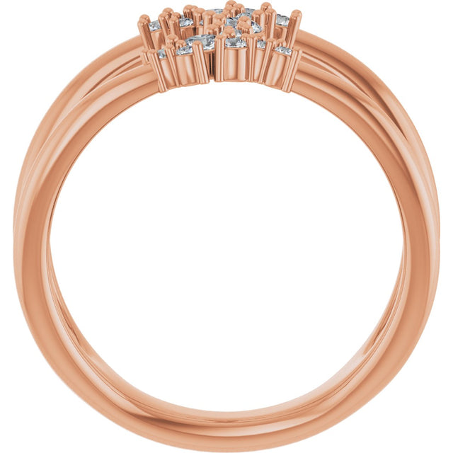 14K Gold Round Natural Diamond Negative Space Ring III - Rose Gold - view 7