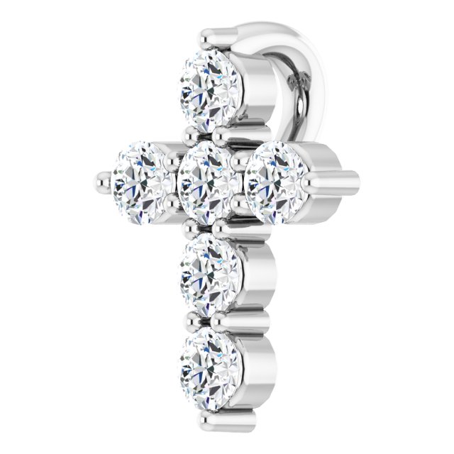Platinum Round Natural Diamond Accented Cross Necklace or Pendant – up to 1/6 CTW - view 6