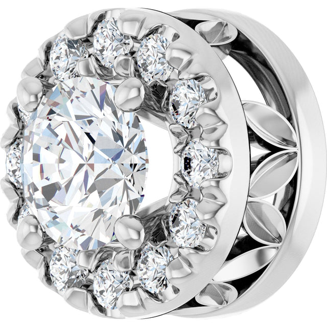 14K Gold Round Natural Diamond Halo-Style Pendant – 1/3 CTW · 4.1mm Stones - White Gold - view 5