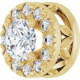 14K Gold Round Natural Diamond Halo-Style Pendant – 1/3 CTW · 4.1mm Stones - Yellow Gold - view 5