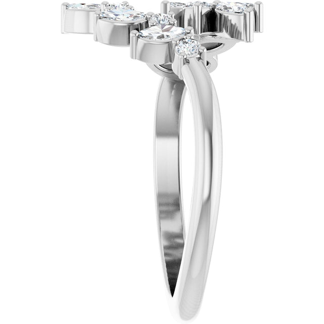 14K Gold Natural Diamond Bypass Ring - White Gold - view 9