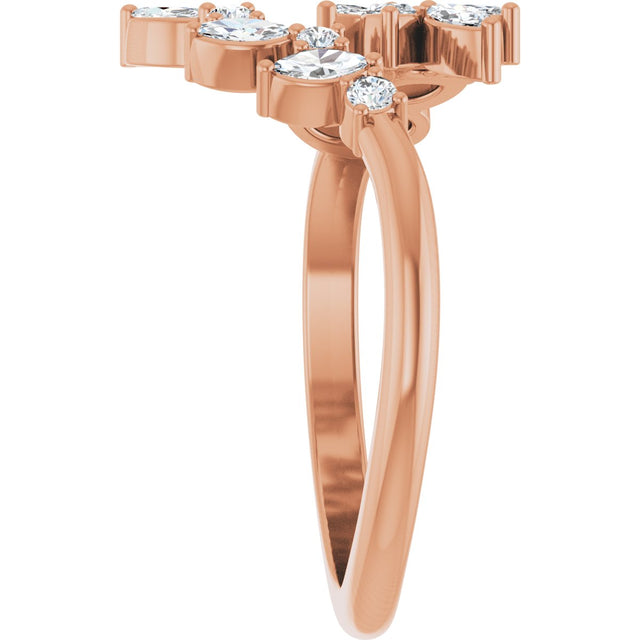 14K Gold Lab-Grown Diamond Bypass Ring - Rose Gold - view 9
