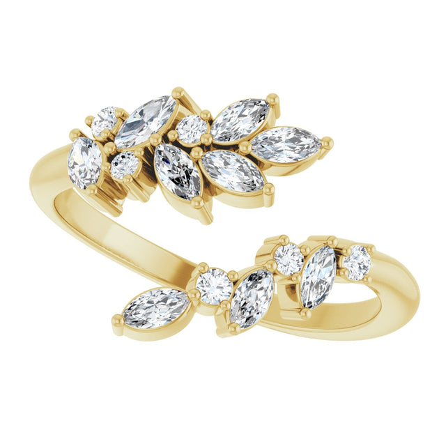 14K Gold Natural Diamond Bypass Ring - Yellow Gold - view 10