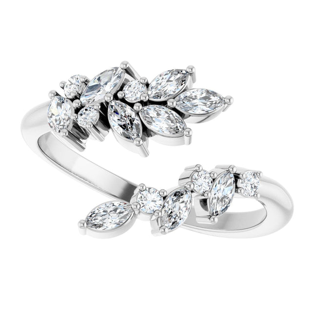 14K Gold Lab-Grown Diamond Bypass Ring - White Gold - view 10