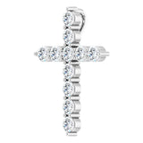 Platinum Round Natural Diamond Accented Cross Necklace or Pendant – up to 1/6 CTW - view 5