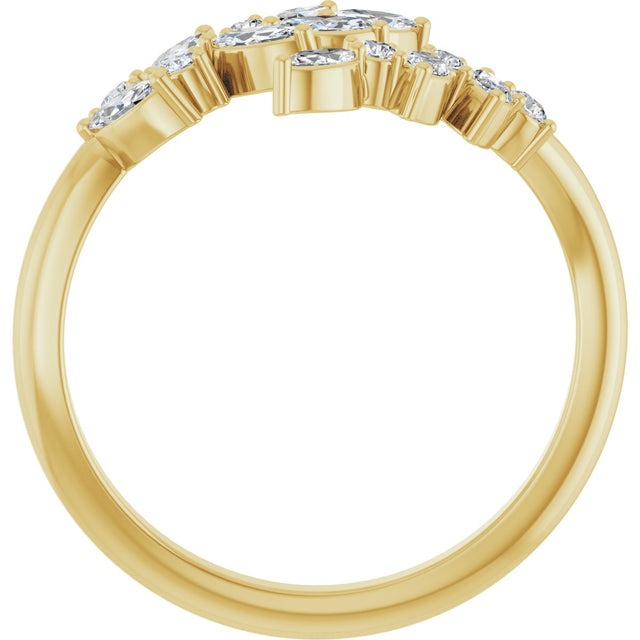14K Gold Natural Diamond Bypass Ring - Yellow Gold - view 7