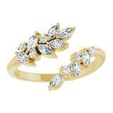 14K Gold Natural Diamond Bypass Ring - Yellow Gold - view 8