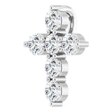 Platinum Round Natural Diamond Accented Cross Necklace or Pendant – up to 1/6 CTW - view 5