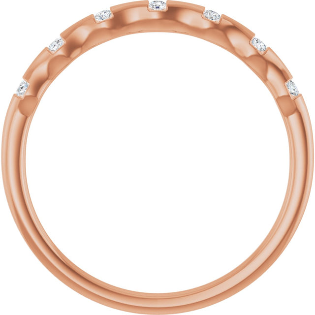 14K Gold Round Natural Diamond Accented Stackable Ring – 0.06 CTW - Rose Gold - view 7
