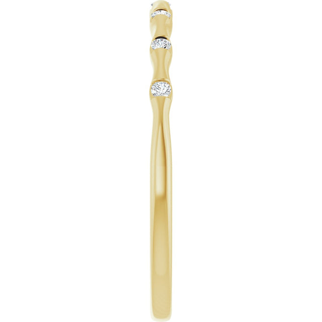 14K Gold Round Lab-Grown Diamond Accented Stackable Ring - Yellow Gold - view 9