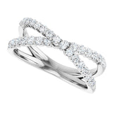 14K Gold Round Lab-Grown Diamond Accented Criss-Cross Ring - White Gold - view 10