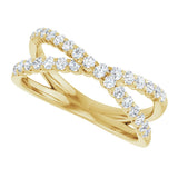 14K Gold Round Lab-Grown Diamond Accented Criss-Cross Ring - Yellow Gold - view 10