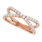 14K Gold Round Lab-Grown Diamond Accented Criss-Cross Ring - Rose Gold - view 10