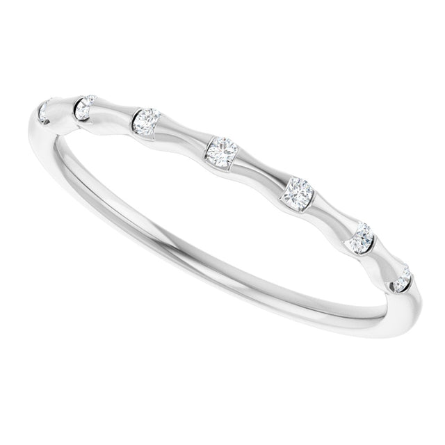 14K Gold Round Lab-Grown Diamond Accented Stackable Ring - White Gold - view 10