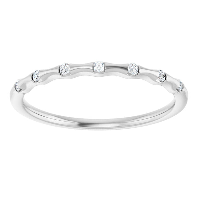 14K Gold Round Lab-Grown Diamond Accented Stackable Ring - White Gold - view 8