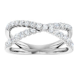 14K Gold Round Lab-Grown Diamond Accented Criss-Cross Ring - White Gold - view 8