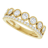 14K Gold Round Lab-Grown Diamond Granulated Ring - Yellow Gold - view 10