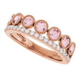 14K Gold Round Natural Pink Morganite Granulated Ring - view 10