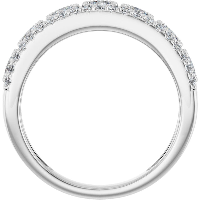 14K Gold Round Lab-Grown Diamond Granulated Ring - White Gold - view 7