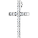 14K Gold Round Natural Diamond French-Set Cross Necklace or Pendant - White Gold - view 5