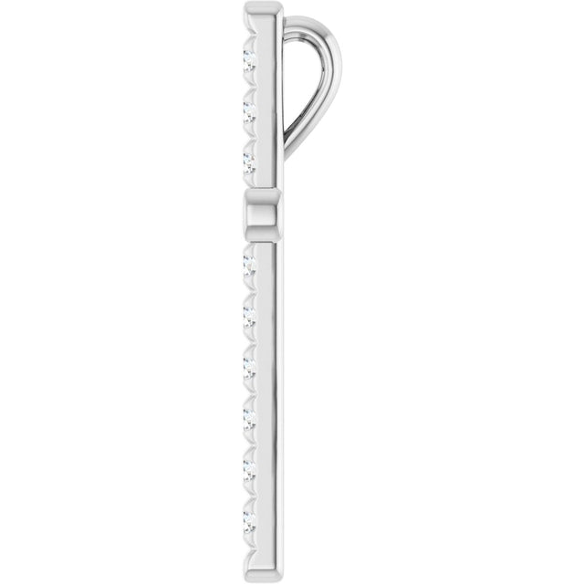 14K Gold Round Natural Diamond French-Set Cross Necklace or Pendant - White Gold - view 6