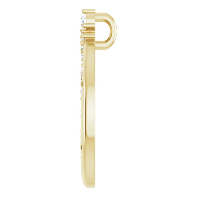 14K Gold Round Natural Diamond Crescent Moon Necklace or Pendant - Yellow Gold - view 6