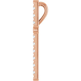 14K Gold Round Natural Diamond French-Set Cross Necklace or Pendant - Rose Gold - view 5