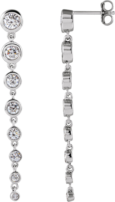 14K Gold Round Lab-Grown Diamond Earrings - White Gold