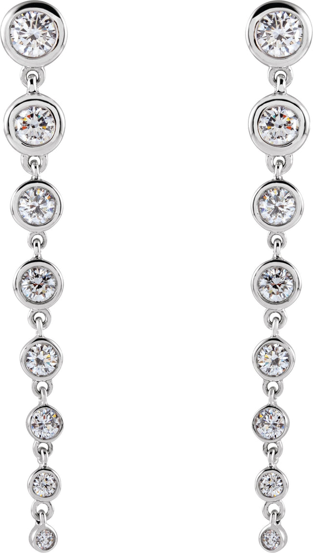 14K Gold Round Lab-Grown Diamond Earrings - White Gold - view 2