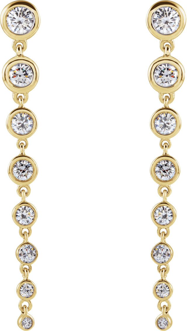 14K Gold Round Lab-Grown Diamond Earrings - Yellow Gold - view 2