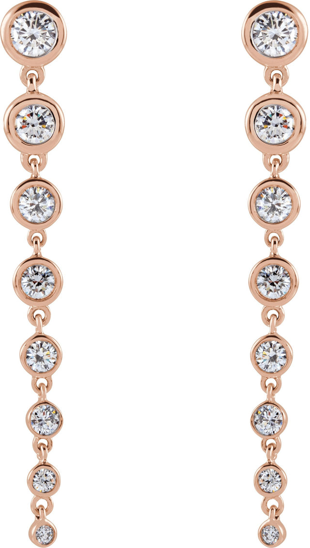 14K Gold Round Lab-Grown Diamond Earrings - Rose Gold - view 2