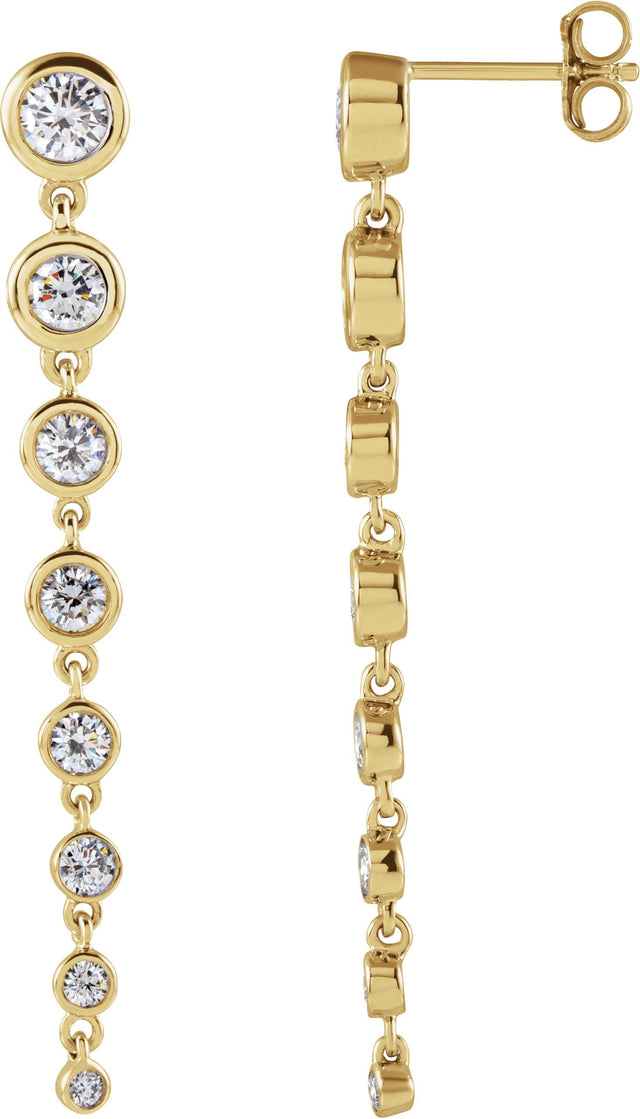 14K Gold Round Lab-Grown Diamond Earrings - Yellow Gold