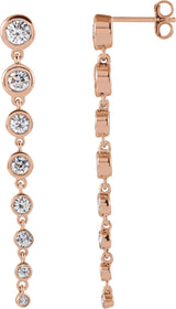14K Gold Round Lab-Grown Diamond Earrings - Rose Gold