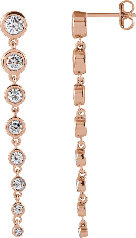 14K Gold Round Lab-Grown Diamond Earrings - Rose Gold