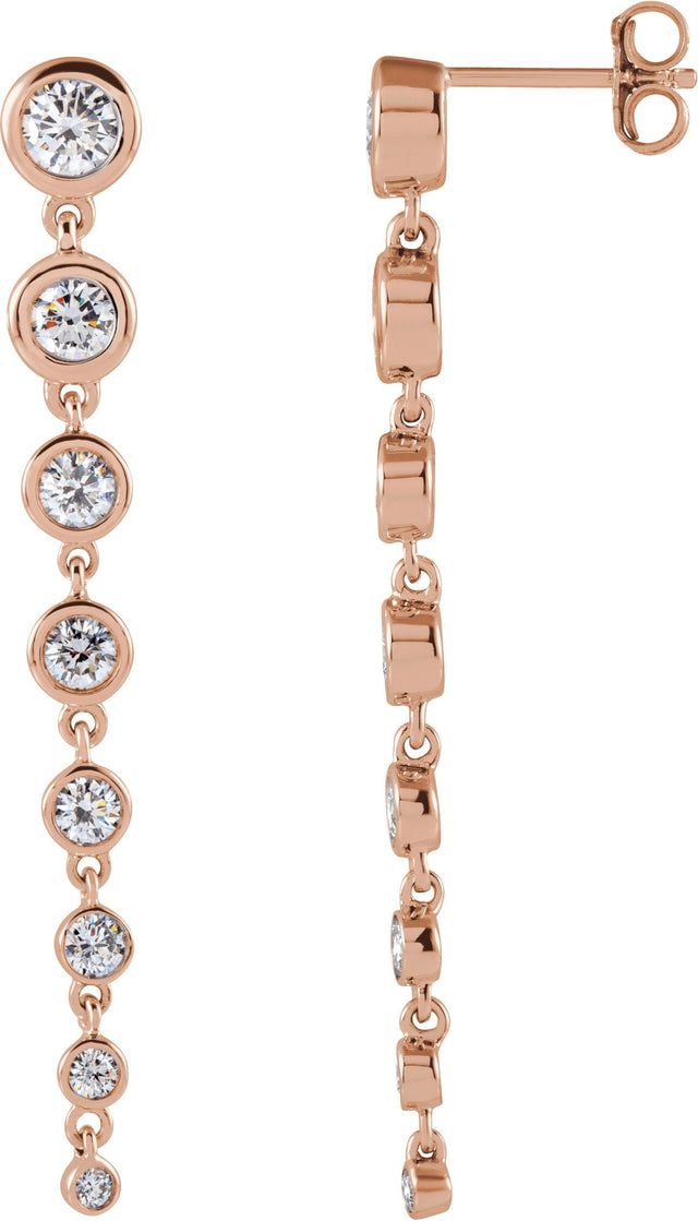 14K Gold Round Lab-Grown Diamond Earrings - Rose Gold
