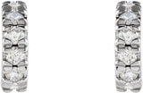 14K Gold Round Lab-Grown Diamond French-Set Hoop Earrings - White Gold - view 4